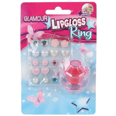 Afbeelding van Hippo Glamouröser Lipgloss Ring und 10 Paar Ohrring Aufkleber