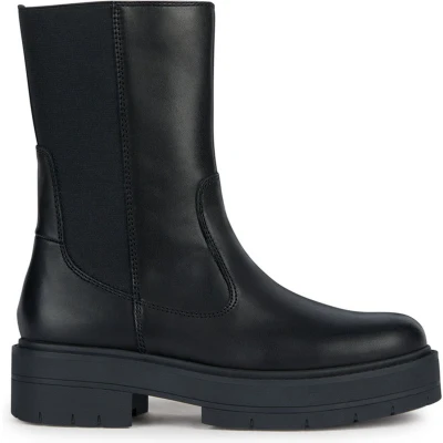 Afbeelding van Geox Spherica Enkellaarsjes met plateauzool, Dames, Maat: 41, Black Leer