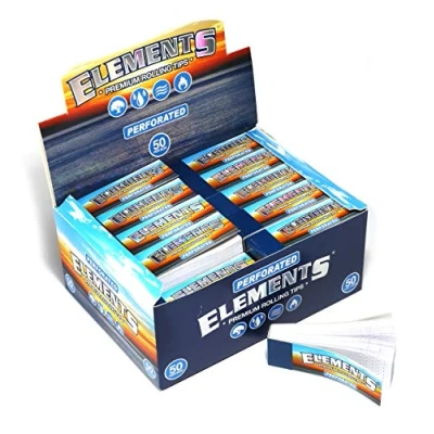 Afbeelding van Elements tips geperforeerd slank 1 box/display = 50 mappen/booklets/boekjes filtertips box indraaifilter 50x50 filter