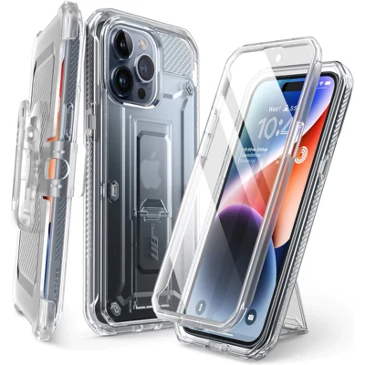 Afbeelding van SUPCASE Unicorn Beetle Pro Hoesje Geschikt voor de Apple iPhone 15 Max Stofdichte Case Met Ingebouwde Screenprotector Full Protect valbescherming Holster en Kickstand Transparant