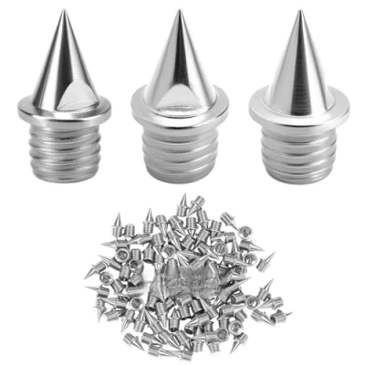 Afbeelding van QWORK® 100 stuks staal spike nagels voor atletiekschoenen, 1/4 inch 6mm zilver