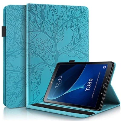 Afbeelding van Succtop Samsung Tab A 10.1 2016 Hoesje PU Lederen Folio Flip Portemonnee Cover Stand Tablet Beschermhoes met Pen Houder voor Galaxy Inch SM T580/SM T585, Blauw