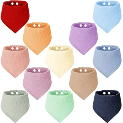 Afbeelding van Toaren 12 stuks Sabberslabbetje baby, absorberende driehoekige doek, zachte mousseline halsdoek baby met 2 verstelbare drukknoppen voor peuters, uniseks, jongens