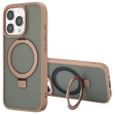 Afbeelding van Apple iPhone 16 Pro Max MagSafe Hoesje Kunststof Accezz Hardcase/Backcover Bruin Telefoonhoesje Shockproof/Valbescherming
