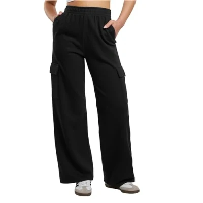 Afbeelding van Urban Classics Baggy Terry Cargobroek, Dames, Maat: Small, Black