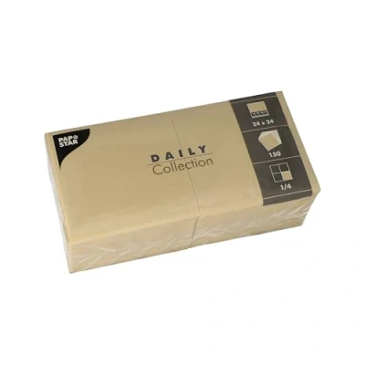Afbeelding van PAPSTAR, 150 servetten &quot;DAILY Collection&quot; 1/4 vouw 24 cm x zand