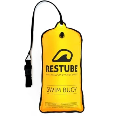 Afbeelding van Restube Zwemboei Classic Opblaasbaar, 12,5 kg, zwemhulp voor open water, triatlon, SUP en wilde zwemmen, licht signaalgeel zichtbaarheid veiligheid bij het zwemmen