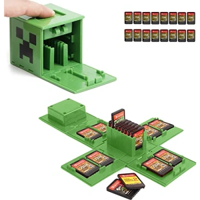 Afbeelding van doepeBAE Nintendo Switch Game Card Opbergdoos, kan 16 spelkaarten opslaan, schattig en draagbaar (bladgroen)