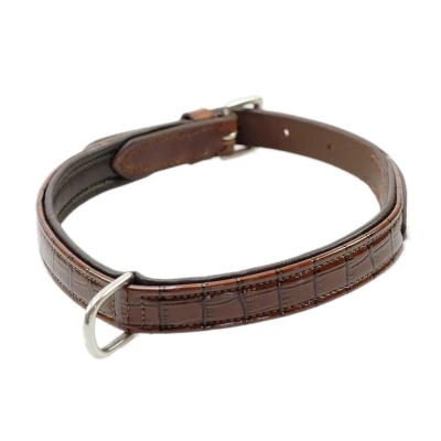 Afbeelding van Hondenhalsband met croco leer bruin 35 cm