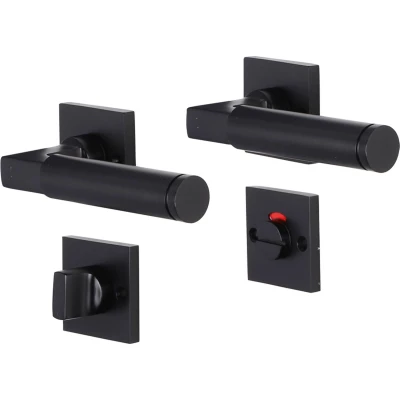 Afbeelding van Deurklink op rozet Aston (Vierkant, Toiletsluiting, 2 stuks)
