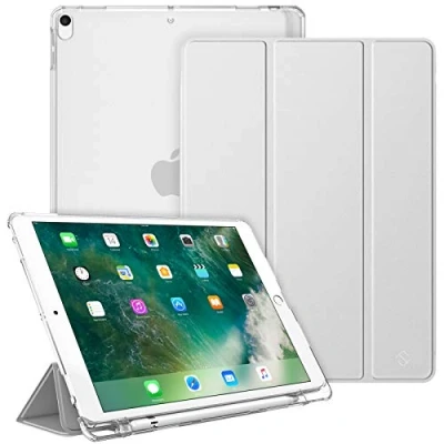 Afbeelding van Fintie Hoes met Pencil Houder voor iPad Air 10.5&quot; 2019 (3de generatie) / Pro 2017 Ultradun Superlicht Beschermhoes Transparante Achterkant Auto Slaap/Wake (Zilver)