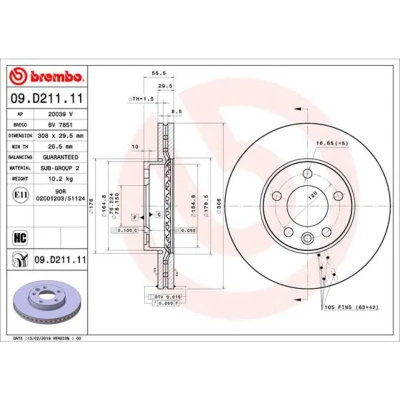 Afbeelding van Brembo Remschijven 09.D211.11