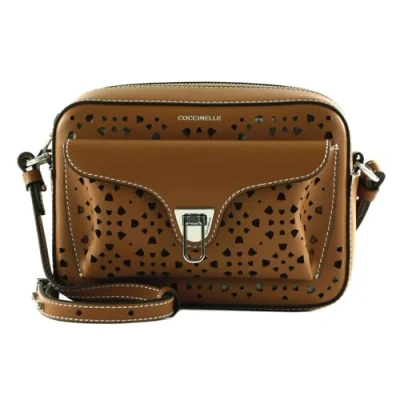 Afbeelding van COCCINELLE Leren Schoudertas Beat Cow Perforation Handbag Cuir Bruine