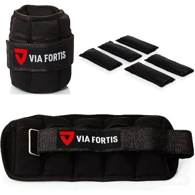 Afbeelding van VIA FORTIS Verstelbare gewichtsmanchetten voor benen en armen [set van 2] individueel instelbare enkelgewichten (0,32 kg tot 1,6 kg) inclusief 5 gewichtszakken