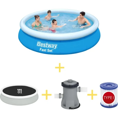 Afbeelding van Bestway Zwembad Fast Set 366 x 76 cm Inclusief Solarzeil, Filterpomp &amp; Filter
