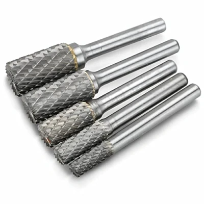 Afbeelding van Cankypu 5 Stks 1/4 Inch Double Cut Tungsten Carbide Rotary Burr Die Grinder Shank Bit Set: