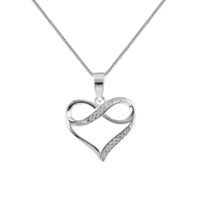 Afbeelding van ketting dames Zilveren met hanger, hart kristallen