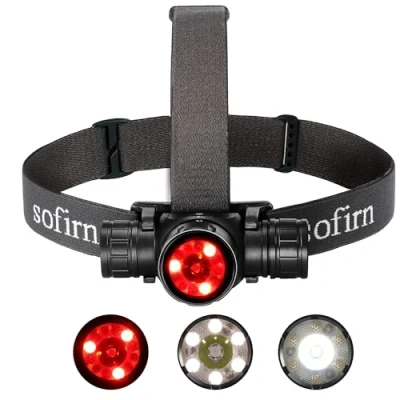 Afbeelding van Sofirn HS21 Led Koplamp Oplaadbaar, Super Helder 2200 Lumen met 6 Modes, Verstelbare Zaklamp Rood Licht Wit Geschikt voor Running Camping Wandelen