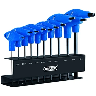 Afbeelding van Draper 33869 metrische T greep zeskantige inbussleutel gereedschapsset met frame, 10 stuks
