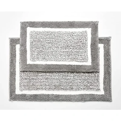 Afbeelding van Penguin Home Badmat Set van 2, 100% Micropolyester stapel, zilver, Race Track 50x80 &amp; 40x60 cm