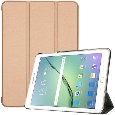 Afbeelding van Samsung Galaxy Tab S2 9.7 Hoes: iMoshion Trifold Bookcase Goud Kunstleder Tablet Hoezen