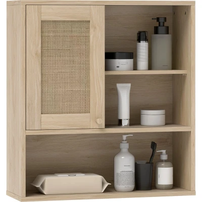 Afbeelding van HOMCOM Wandkast Spaanplaat 60x19,8x65cm Natuurlijk hout