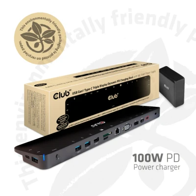 Afbeelding van CLUB3D USB 3.2 GEN1 C TRIPLE DISPLAY DYNAMIC 100W PD CHARGING DOCK. THE 5 X A PORTS Docking