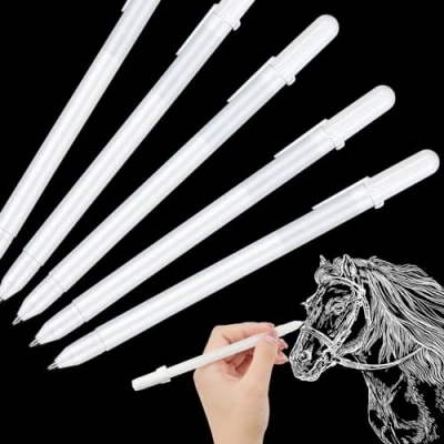 Afbeelding van Vicloon Witte Gelpen Set, 5 Stuks 0,8 mm Pen Met 8 Stiften, Donker Papier Markeert Tekenen, Schetspennen, Gelpennen Voor Ontwerp, Dagboek, Fotoalbum, Doe het zelf
