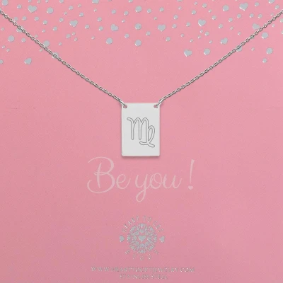 Afbeelding van Zilveren ketting stainless steel met rechthoek gegraveerd sterrenbeeld maagd