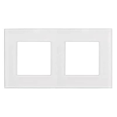 Afbeelding van Maclean 2 voudig glazen frame voor wandcontactdoos / Modulaire inbouw (2 glasraampaneel wandcontactdoos, wit)