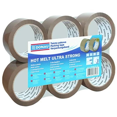 Afbeelding van DONAU 7850001PL 99 verpakkingstape Hot Melt 66 m tape verpakkingstape/zeer resistent / 48 mm x 50 μm Kleur: bruin 6 stuks/hoge kwaliteit/zeer lijm