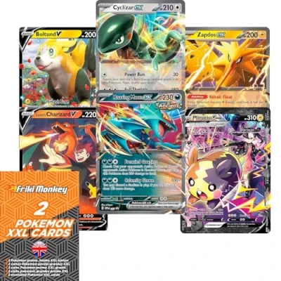 Afbeelding van Pokemon Jumbo kaarten 2 pack, XXL kaarten, pack Giant GX VMAX Mega V Pokémon True officiële Engelse taal.