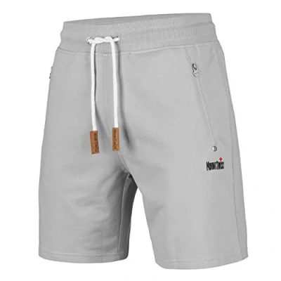 Afbeelding van Mount Swiss Liam korte vrijetijdsbroek voor heren, sweatpants met zakken, 2 zij en 1 achterzak, elk ritssluiting, sportshorts heren in klassieke kleuren, grijs, 5XL