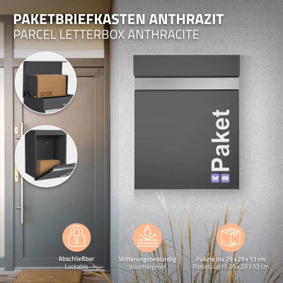 Afbeelding van Pakketpostbak 44x35x58 cm antraciet/zilver gegalvaniseerd staal ML Design