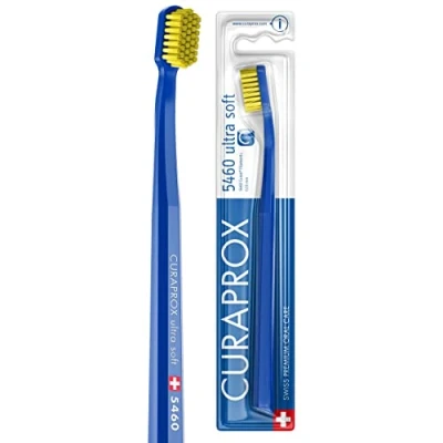 Afbeelding van Curaprox Tandenborstel CS 5460 Ultra Soft handtandenborstel voor volwassenen met CUREN borstelharen donkerblauw geel