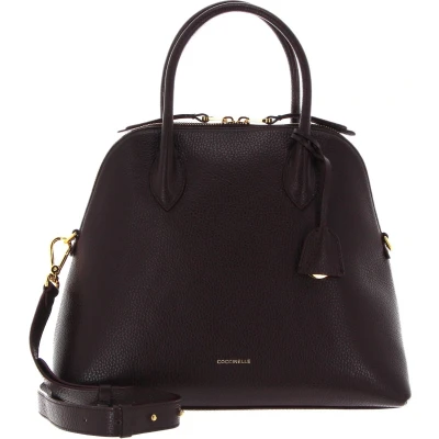 Afbeelding van COCCINELLE Leren Handtas Schoudertas Gladys Handbag Grained Leather Darkbrown Donkerbruin