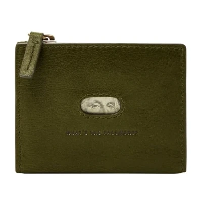 Afbeelding van FOSSIL Leren Portemonnee Andrew Magnetic Zip Card Case Canteen Groene