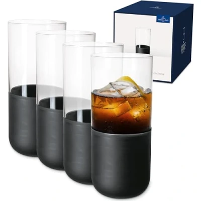 Afbeelding van Villeroy &amp; Boch Manufacture Rock longdrinkglas 40 cl set van 4 Zwart