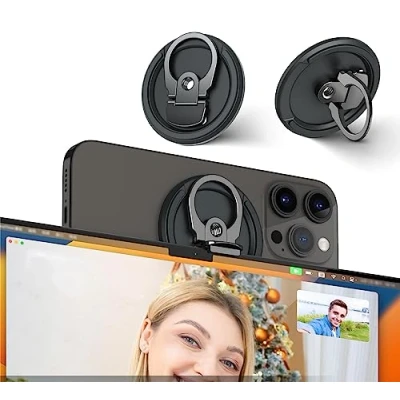 Afbeelding van PROfezzion MagSafe MacBook Webcamhouder, Continustatief met Statiefgat voor iPhone 15 Plus Pro Max 14 13 12 (iOS 16+) en Mac OS Ventura of Later (Zwart)