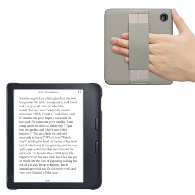 Afbeelding van kwmobile E reader hoesje geschikt voor Kobo Libra 2 hoes flip case van kunstleer Ereader cover met handband In grijs