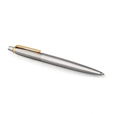 Afbeelding van Parker Jotter Gel Pen, Roestvrij staal met gouden rand, Medium Point zwarte inkt (0.7 mm), Geschenkdoos