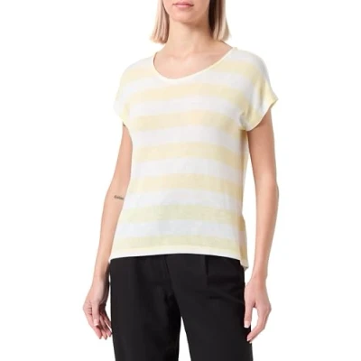 Afbeelding van VERO MODA Vmwide Stripe Sl Ga JRS Noos Top voor dames, Mellow Yellow/Stripes: sneeuwwit, XXL
