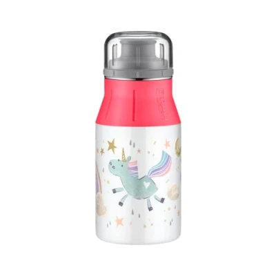Afbeelding van alfi Kinderdrinkfles elementBottle 400 ml regenboog, drinkfles lekvrij, dicht bij koolzuur, 5357.202.040 BPA vrij, fles voor kinderen, roestvrijstalen kleuterschool, schoorsteen en thee