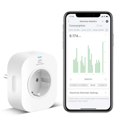 Afbeelding van EIGHTREE Smart Plug met Stroomverbruikmeter, Compatibel Alexa en Google Assistant, 2,4 GHz WiFi, 16A 3680W