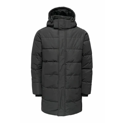 Afbeelding van Only &amp; Sons Onscarl Quilted OTW Wintermantel, Heren, Maat: XL, Grey pinstripe