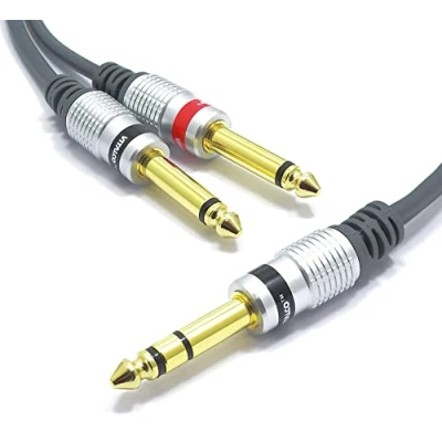 Afbeelding van VITALCO 6.35mm naar 2x Kabel 3m Y Splitter Insert Lead Jack TRS Stereo Twin 6.3 1/4 Inch TS Mono Mannelijke Plug Audio Adapter