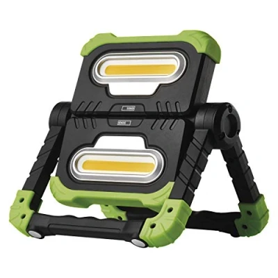 Afbeelding van EMOS opvouwbare LED reflector, 360 draaibare werklamp met houder, superheldere 2000 lm draagbare reflector op batterijen voor bouwplaatsen, oplaadbaar via USB 8000 mAh, reikwijdte 70 m