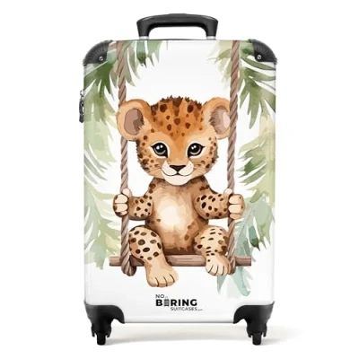Afbeelding van NoBoringSuitcases.com® Baby koffer luipaard Reiskoffer trolley jungle 55x35x25