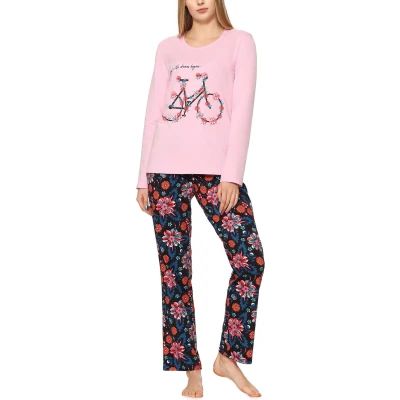 Afbeelding van Merry Style Dames Pyjama Lange mouwen broek Katoen MS MS10 169 PJ Licht Roze/Bloemen2 XXL