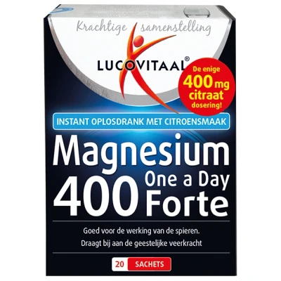Afbeelding van 2+2 gratis: 3x Lucovitaal Magnesium 400 Forte One a Day 20 sachets